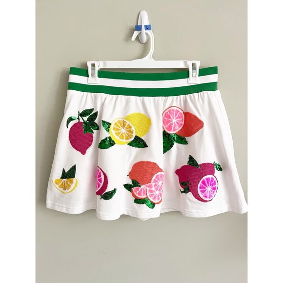 Queen of Sparkles fruit theme sequins mini skirt sz L - Picture 7 of 12
